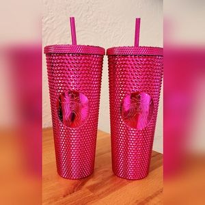 ✨NEW✨Starbucks Holiday 2022 ‘Sangria Bling’ Metallic Chrome Studded Tumbler,24oz
